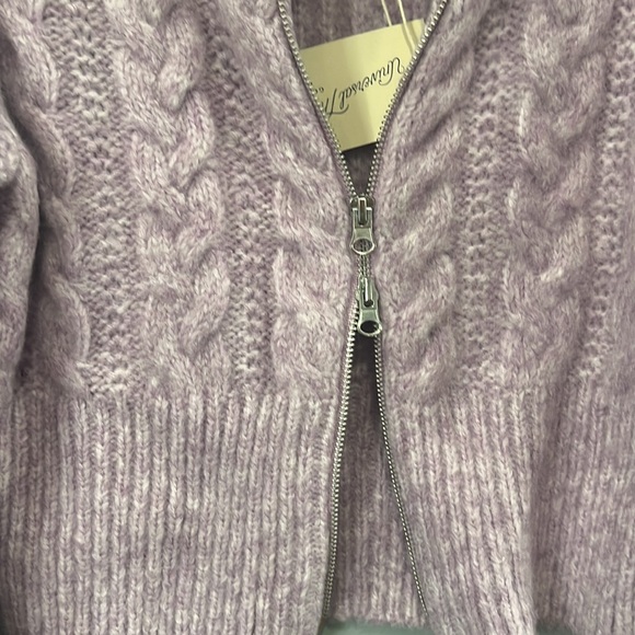NWT Two Way Zip-Up Purple Knitted Cardigan - Picture 2 of 8